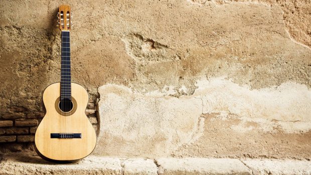 Acoustic Guitar On Wall Wallpapers.