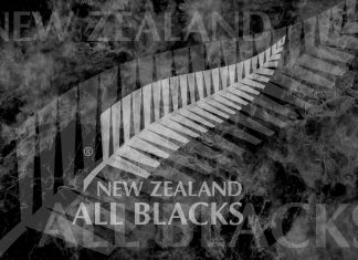 All sizes New Zealand All Blacks Flames Wallpaper.