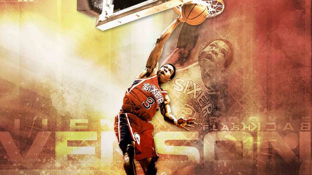 Allen Iverson Sixers Retro Wallpaper.