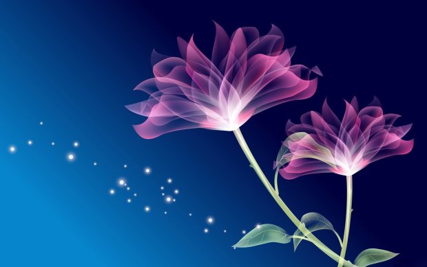 Animated 3D Abstract Flowers Wallpaper Picture HD Free.