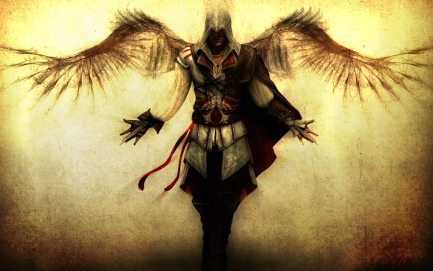 Assassins creed desmond miles hands knifes wings.