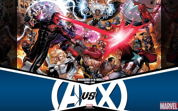 Avengers vs X Men Poster Wallpaper.