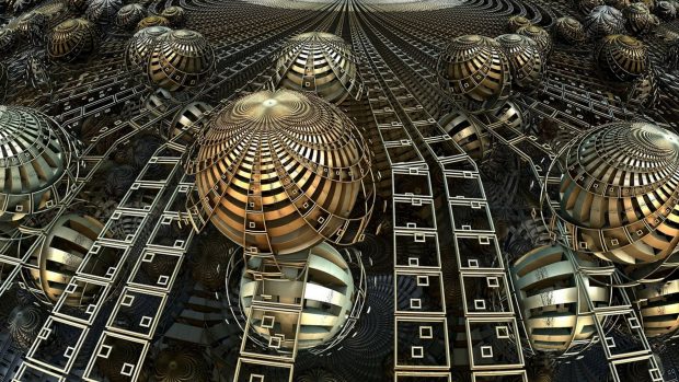 Balls Lines Fractal Illusion 1920x1080.