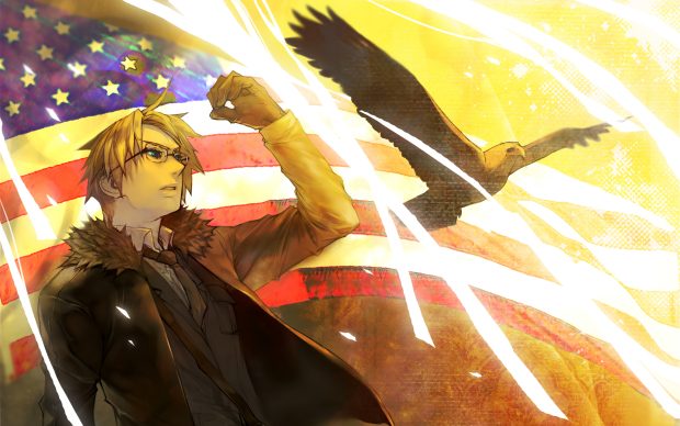 Birds eagles flags USA anime American Flag Axis Powers Hetalia.