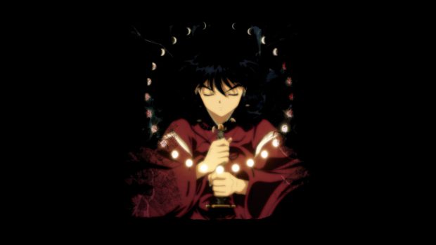 Black Moon Human Inuyasha Anime Swords Wallpaper.