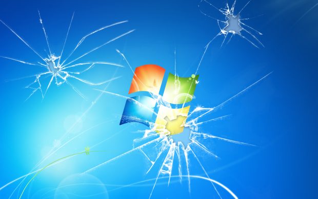 Broken Cracked Screen Windows 7 Desktop Wallpaper.