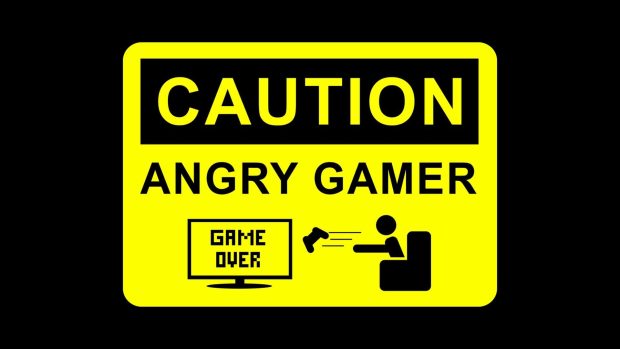 CAUTION Angry Gamer HD Wallpaper.