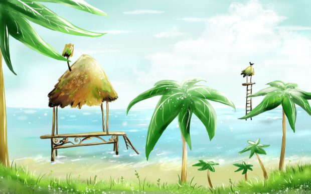 Cartoon landscape illustration wallpapers HD.