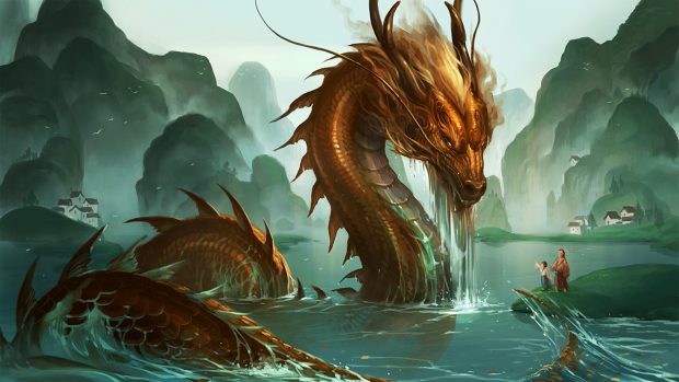 Chinese Dragon In Ocean Wallpapers 3D.