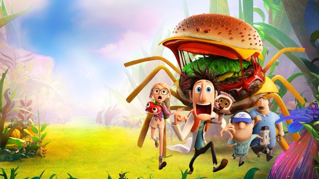 Cloudy with a chance of meatballs cartoon wallpapers HD.