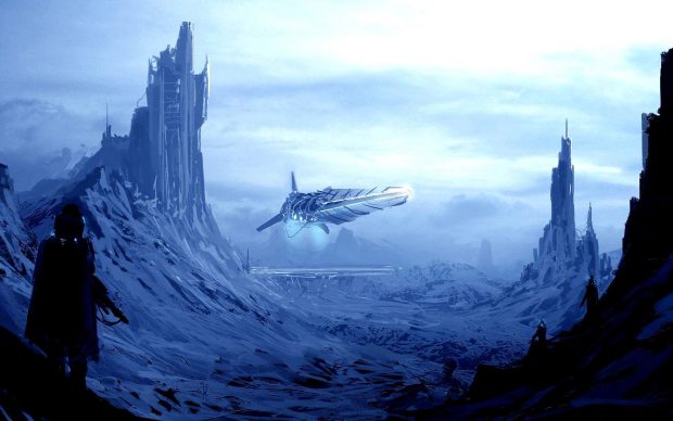 Desktop background fantasy spaceport spaceship frozen wallpapers.
