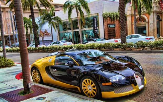 Desktop hd black and gold bugatti.