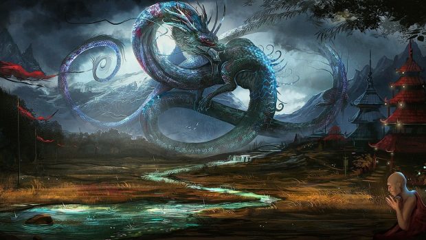 Fantasy dragon wallpaper desktop.