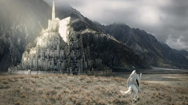 Gandalf galopping to minas tirith lord of the rings HD movie wallpaper.