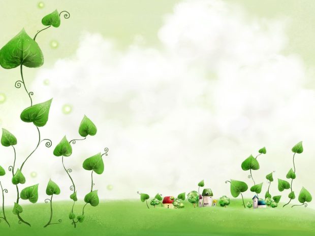 Green Plant Cartoon Wallpaper HD Images Free.