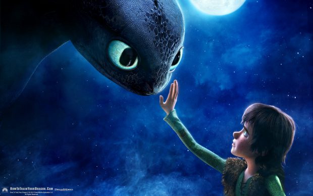Hiccup and Toothless from How to Train Your Dragon movie wallpaper.