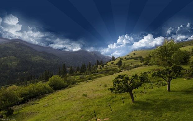 Hilltop Mountain Skys HDR 1440x900 Picture.