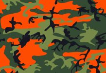 Hunter Orange Army Print Camouflage Ppt Backgrounds Pattern.