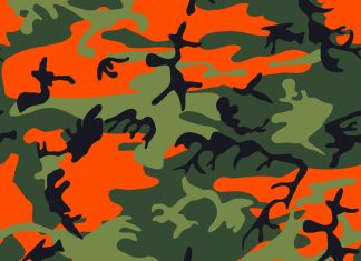 Hunter Orange Army Print Camouflage Ppt Backgrounds Pattern.