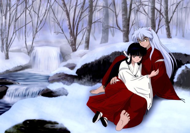 Intimate Kikyo InuYasha Anime Full HD Wallpaper.