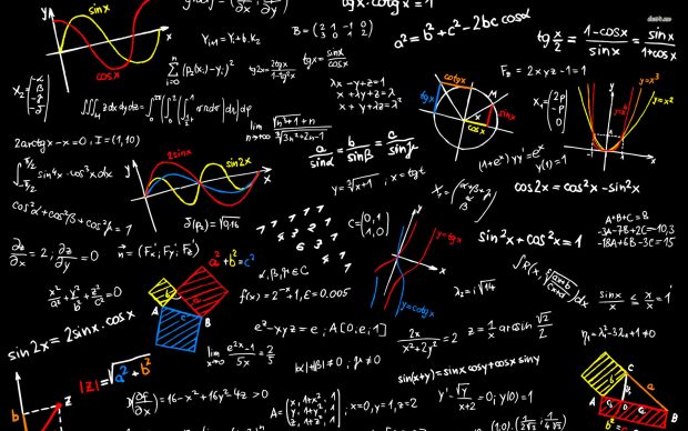 Blackboard with mathematics sketches - vector illustration