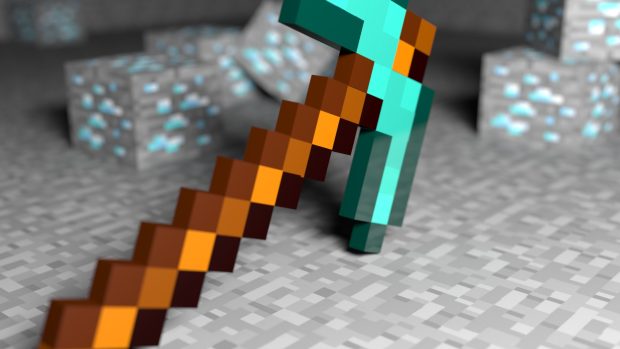 Minecraft diamond pickaxe wallpaper HD.