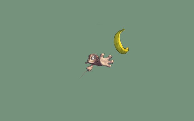 Monkey And Banana 3D Green Background.