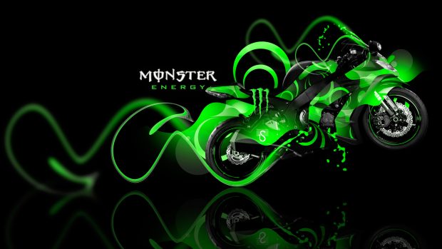 Monster Energy Kawasaki Ninja Green Plastic Bike Wallpapers.