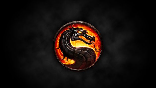Mortal kombat dragon circle smoke fire logo.