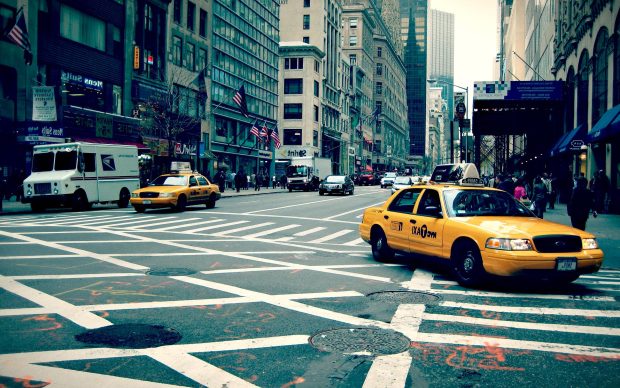 New york city street taxi hd wallpaper.