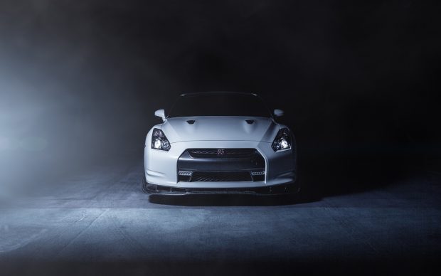 Nissan gt r r35 white front smoke wallpapers.