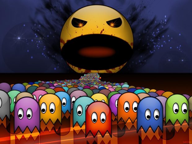 Orange Pacman Wallpaper.