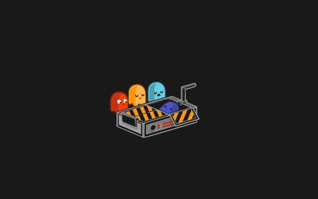 Pacman ghostbusters grave black dead.