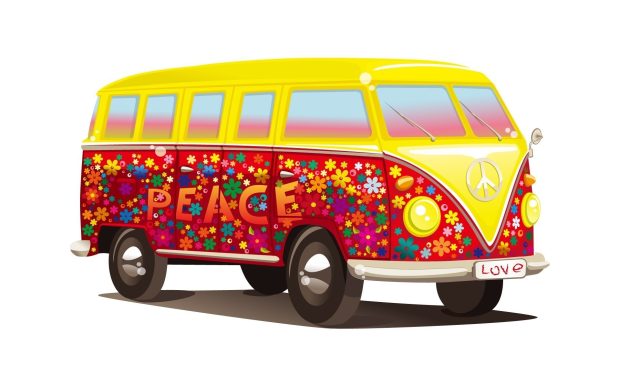 Peace hippie bus backgrounds.