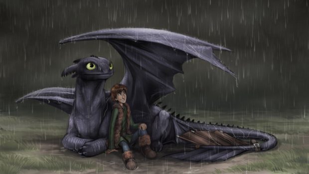 Raining Hiccup and toothless wallpaper background.