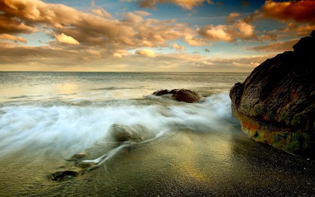 Scenery beautiful sea waves ocean landscape high quality wallpapers.