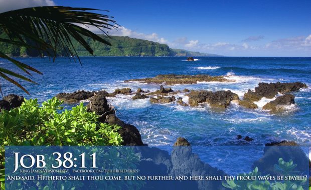 Bible Verses Job 38-11 Beautiful Ocean View With Scripture HD Wa