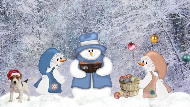 Snowman Carolers Wallpaper.