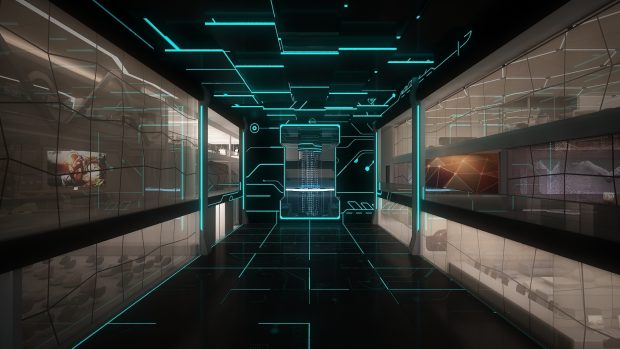 Space monitors line Staley room technology sci fi science computer futuristic wallpaper.