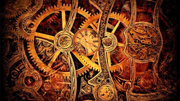 Steampunk watch wallpapers widescreen clockwork gears.