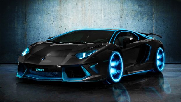 Tron Style Lamborghini Aventador Wallpaper.