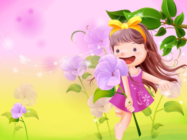 Vector Girl Cartoon Wallpaper Animated.