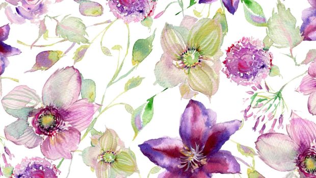 Violet watercolor flower wallpapers download large screen.