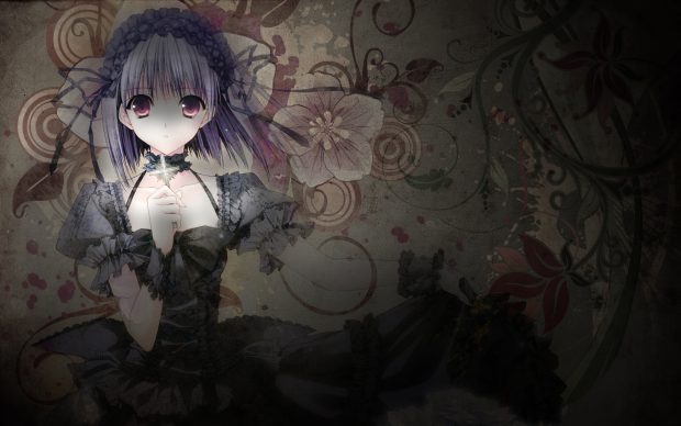 Wallpapers Anime Gothic Girl Flower.