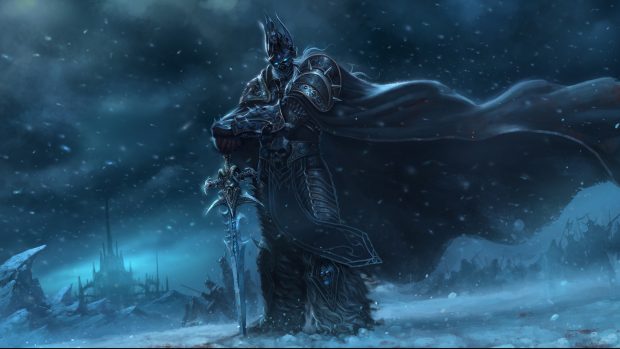Warcraft wow world of warcraft lich king warrior sword snow wallpapers.