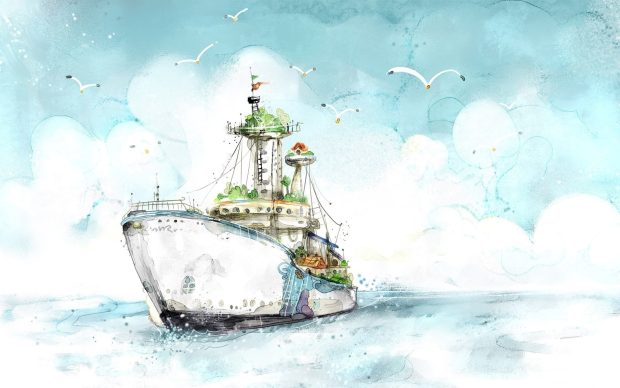 Watercolor Boat Paint Wallpapers.