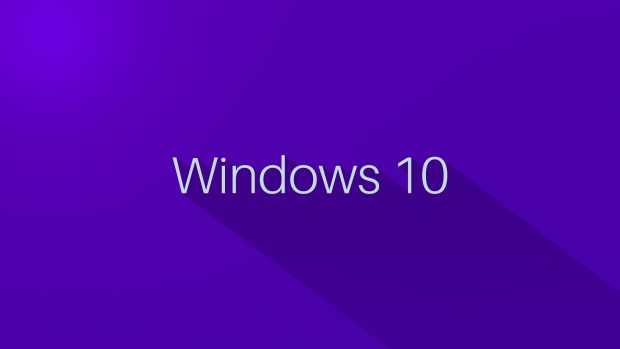 Windows 10 Wallpaper 1080p Full HD Logo on Purple Background.