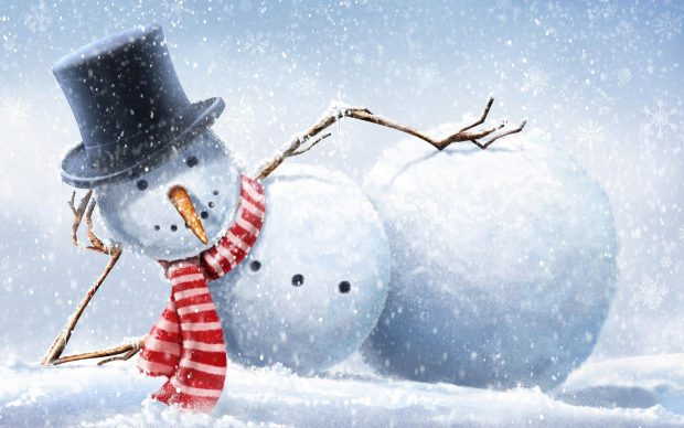 Winter Snowman Wallpaper.