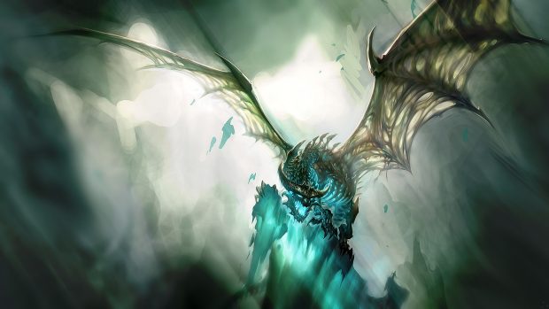 Wow frost dragon game 3D background.