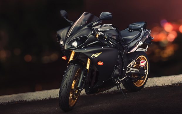 Yamaha YZF R1 Sport Bike Black Gold Wallpapers.